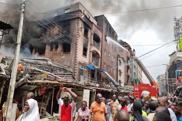 Idumota Market Caught Up In Flames, Goods Worth Millions Destroyed!