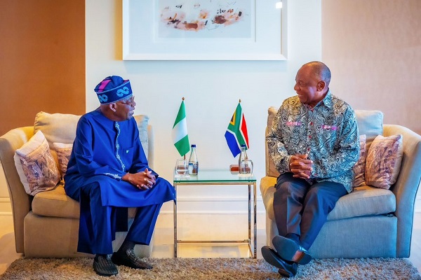 Presidents Tinubu and Ramaphosa Discuss Enhanced Bilateral Cooperation in Private Meeting