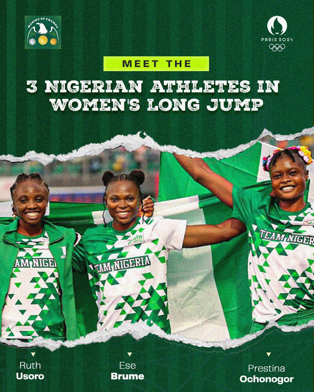 Historic Feat: Three Nigerian Women Reach Long Jump Final at Paris 2024 Olympics