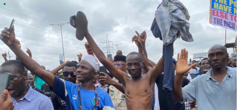 Naked Protester Joins Nationwide Demonstrations in Lagos