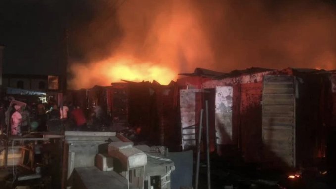 Fire Engulfs Ajah Market, Lagos, Causing Millions in Losses